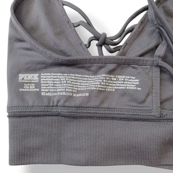 Victoria's Secret Pink Strappy Bralette Sports Bra in Gray Size Small - Picture 6 of 9